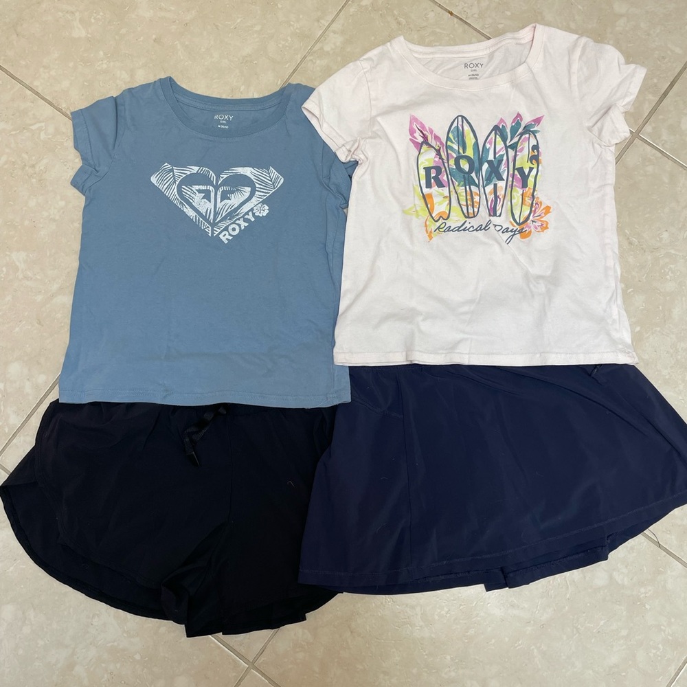 Roxy and all in motion Girl’s size 10 bundle - skorts and t-shirts